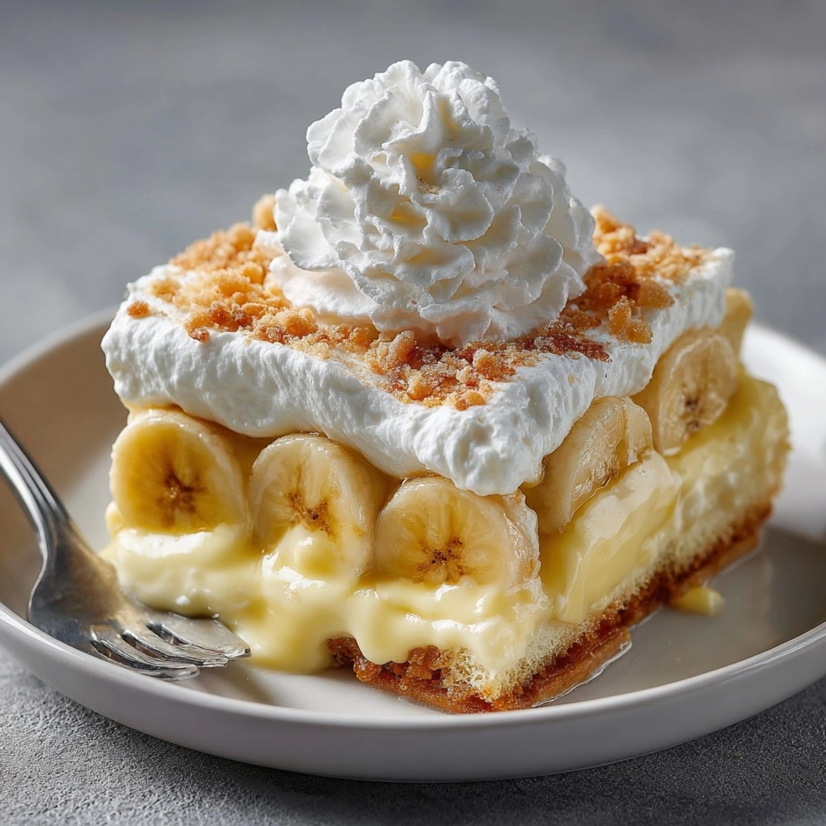 Creamy homemade Banana Pudding with soft vanilla wafers, ripe bananas, and cool whipped cream.