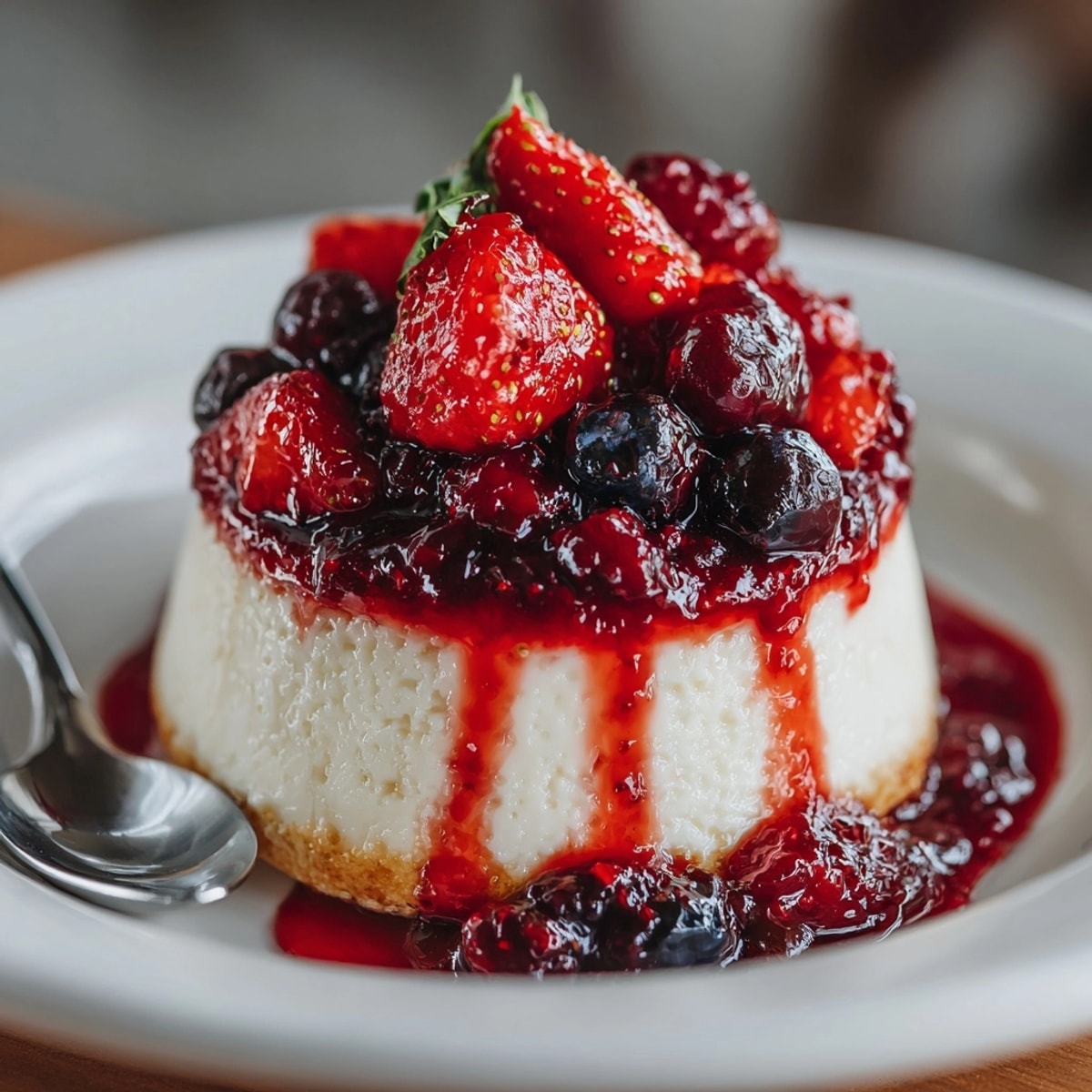 Perfectly set Panna Cotta, a simple yet elegant dessert, ready to savor with berries.