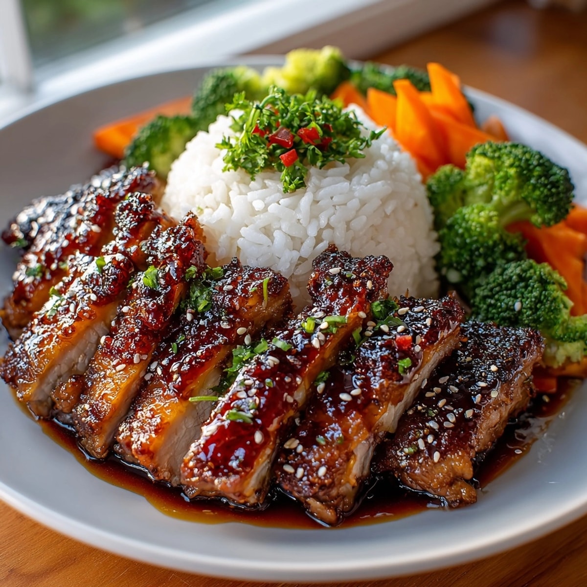 Homemade Easy Teriyaki Chicken recipe on steamed rice, a savory weeknight dinner idea.