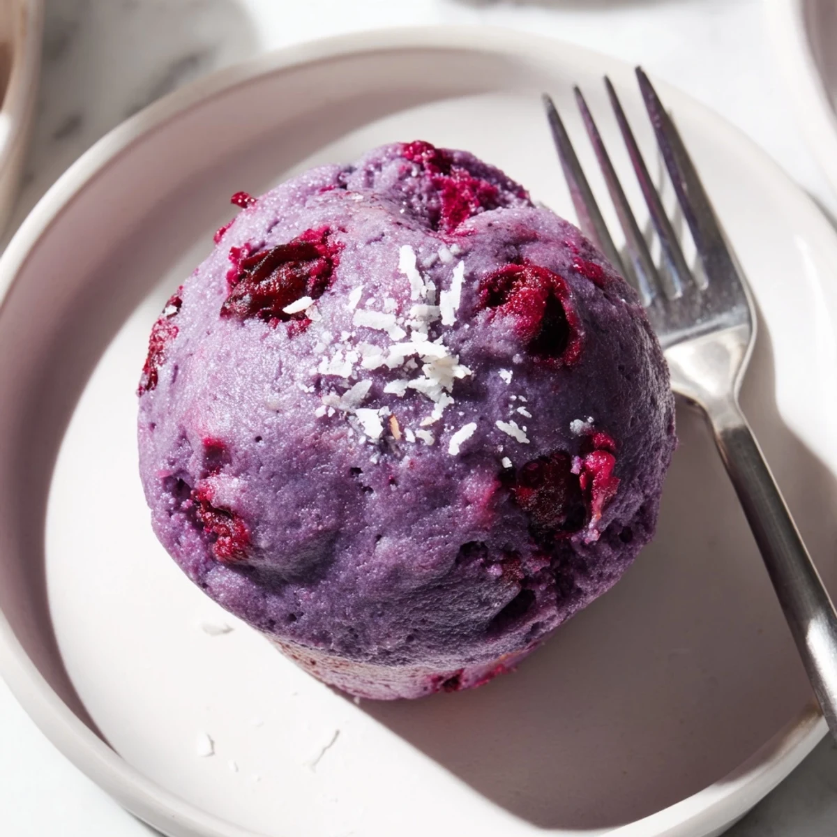 Ube Cranberry Mochi Muffins