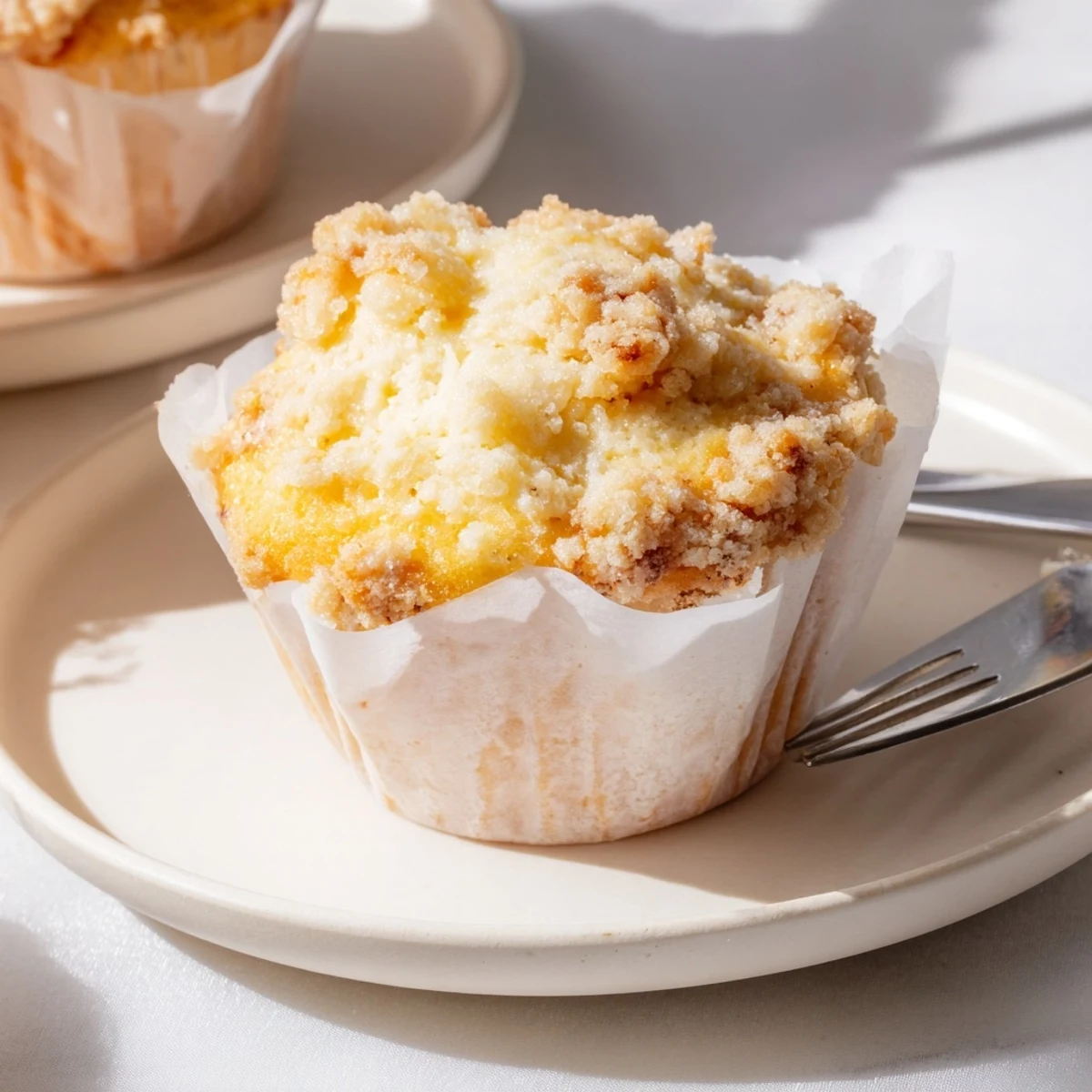 Golden brown cream cheese sweet tea muffins served warm with honey butter.