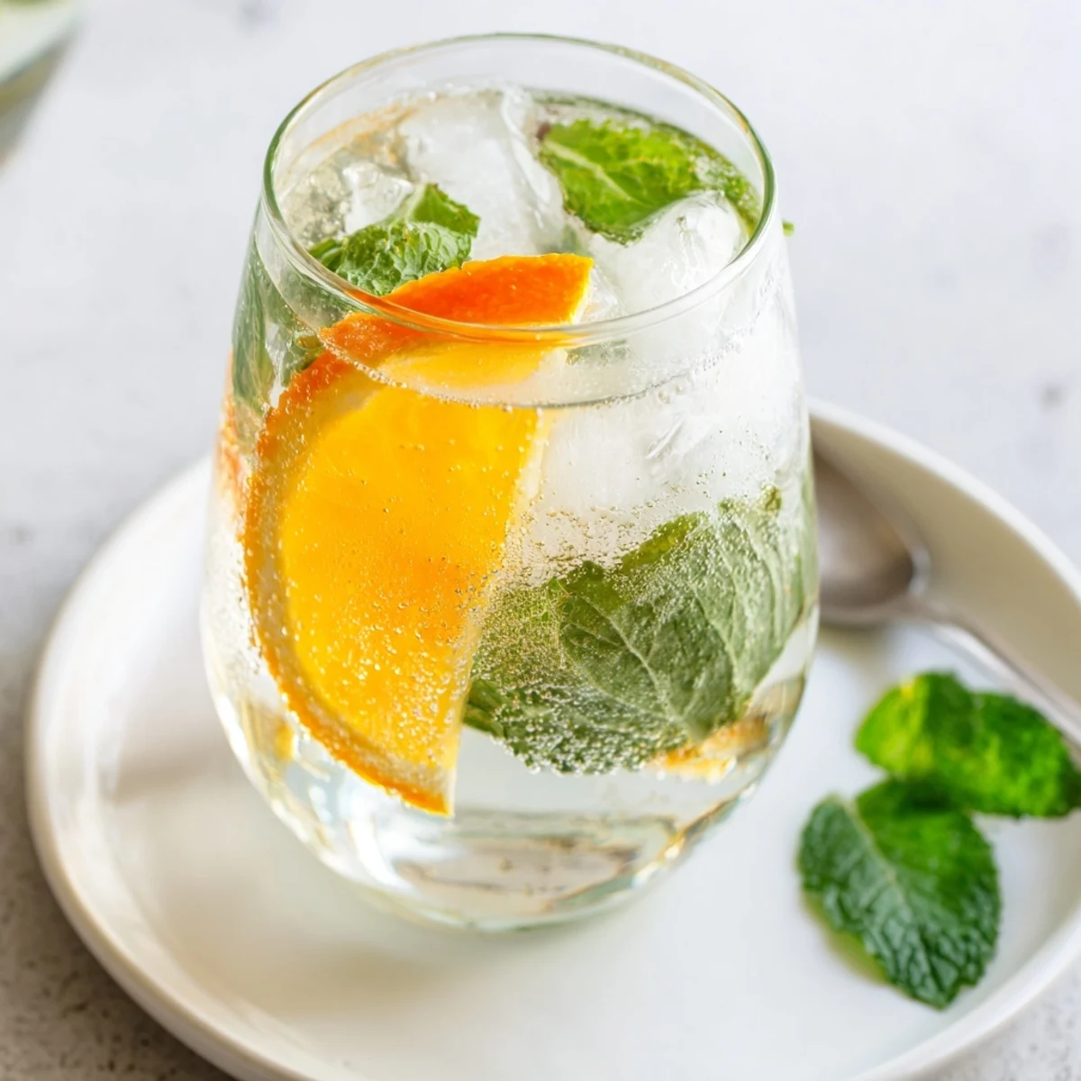 Sparkling probiotic soda mocktail featuring fresh herbs and bright citrus flavors.
