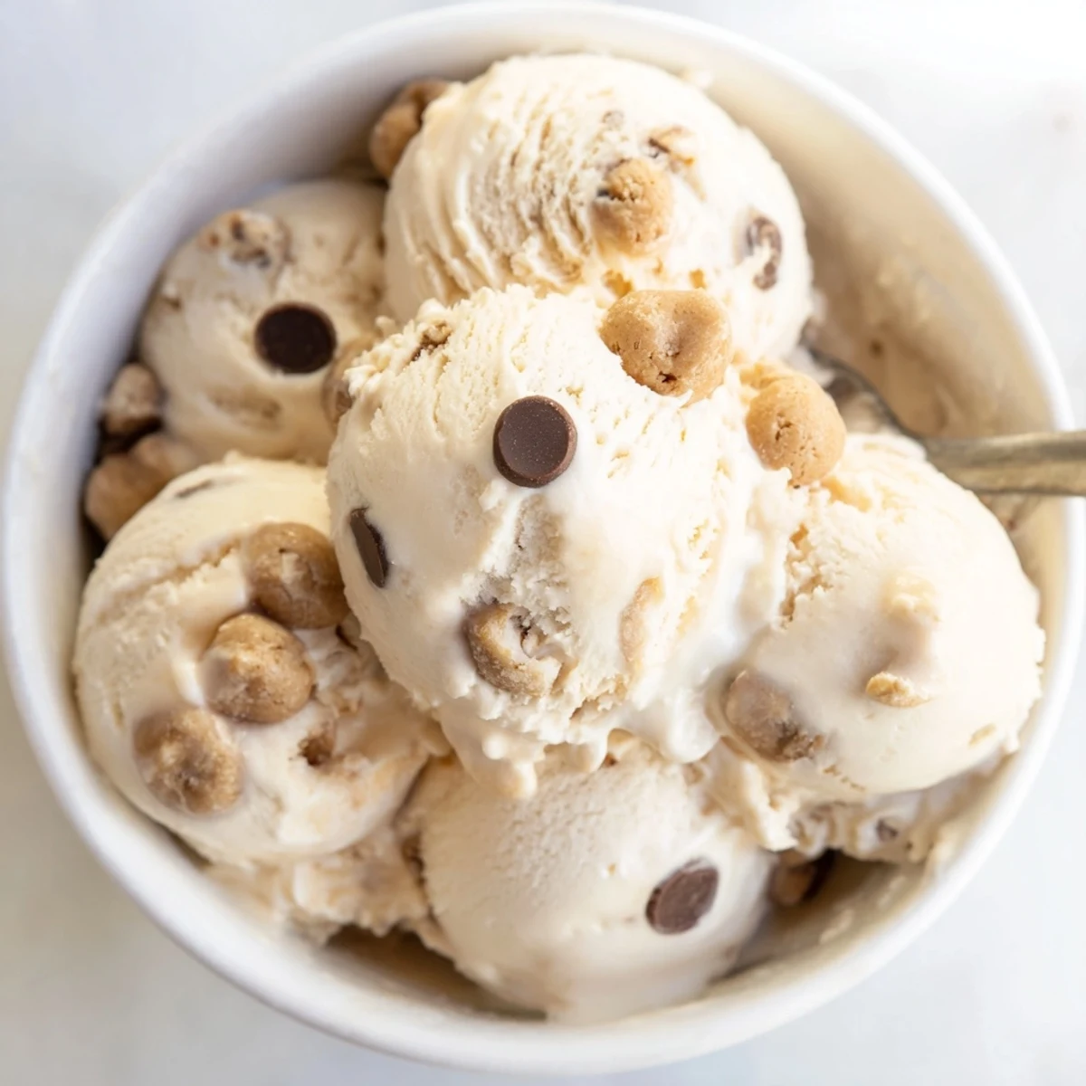 Creamy Cottage Cheese Ice Cream with Cookie Dough, a delightful summer treat.  