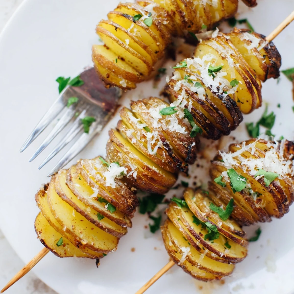 Crispy Air-Fryer Tornado Potatoes skewers, seasoned perfectly for a delicious snack.  