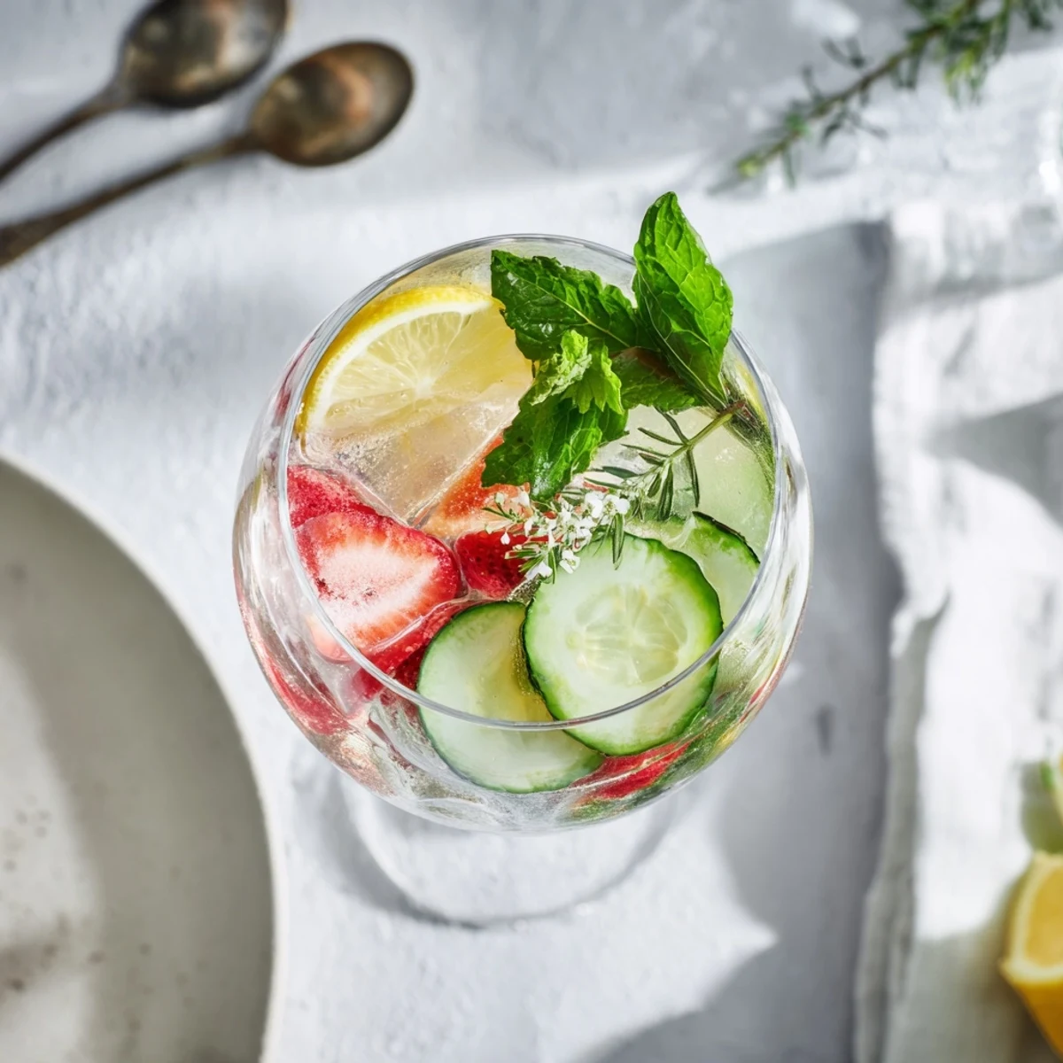 Refreshing water-based mocktails with vibrant fruit and mint for healthy sipping.  