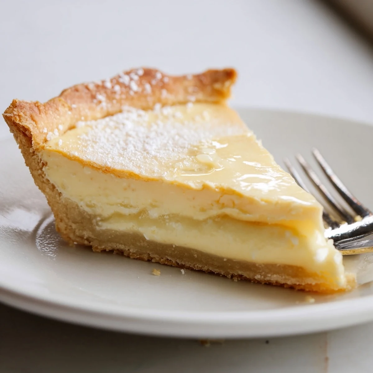 Traditional water pie, featuring a sweet custard filling under a crisp, sugary crust.