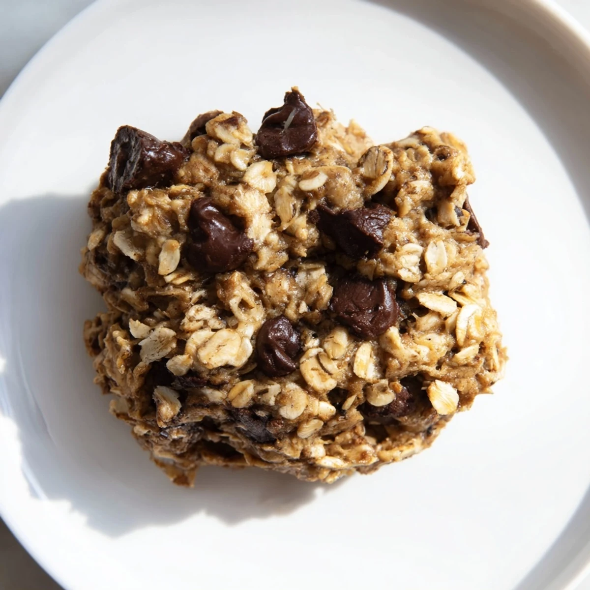 Warm, soft Oat-Banana Chocolate Chip Cookies, golden brown, perfect for an afternoon treat.