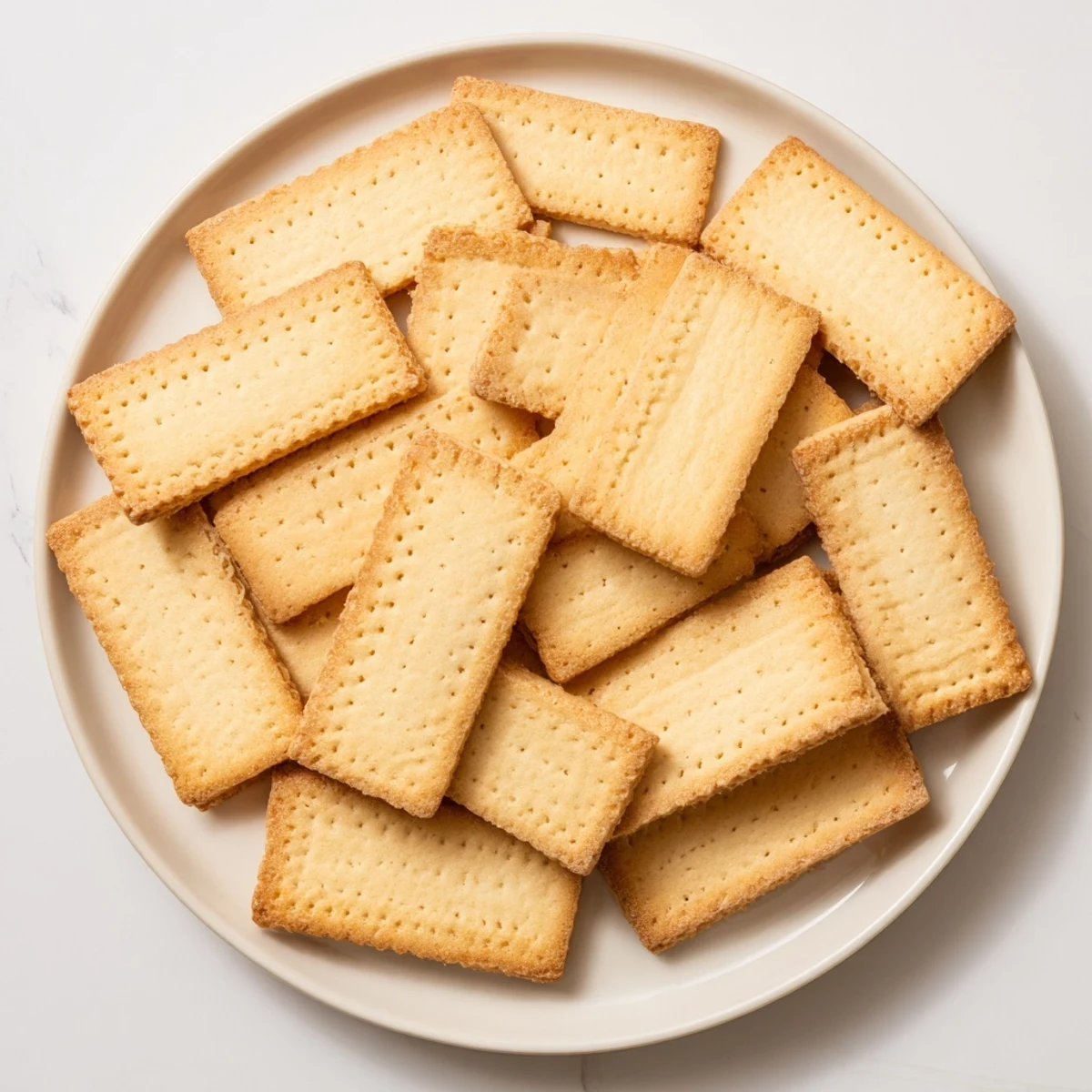 Close-up of freshly baked classic shortbread cookies with a delicate, buttery crumb texture.