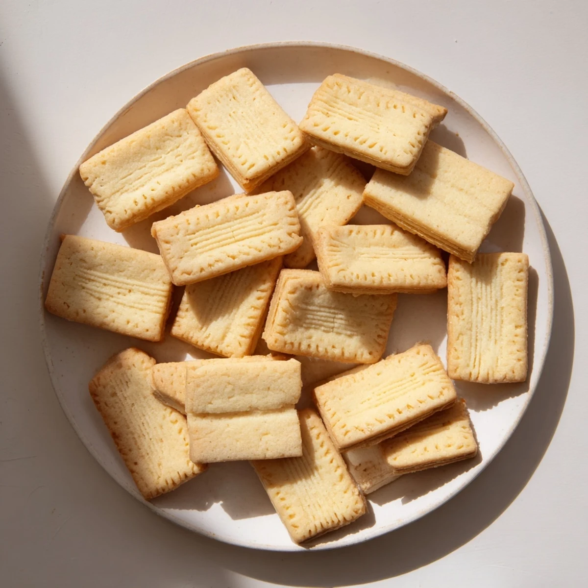 A plateful of sweet, melt-in-your-mouth shortbread cookies, ideal for sharing on any occasion.