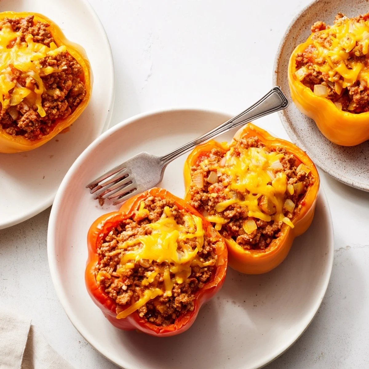 Flavorful Sloppy Joe Stuffed Bell Peppers with tender, vibrant peppers and a rich tomato sauce filling.