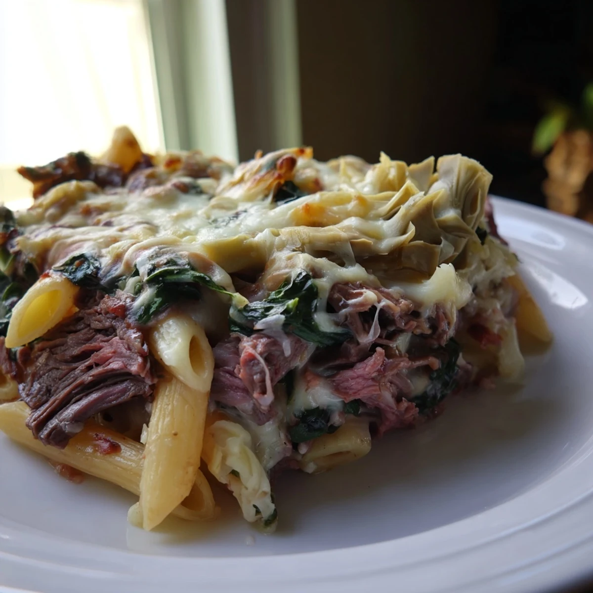 Steak Spinach Artichoke Pasta