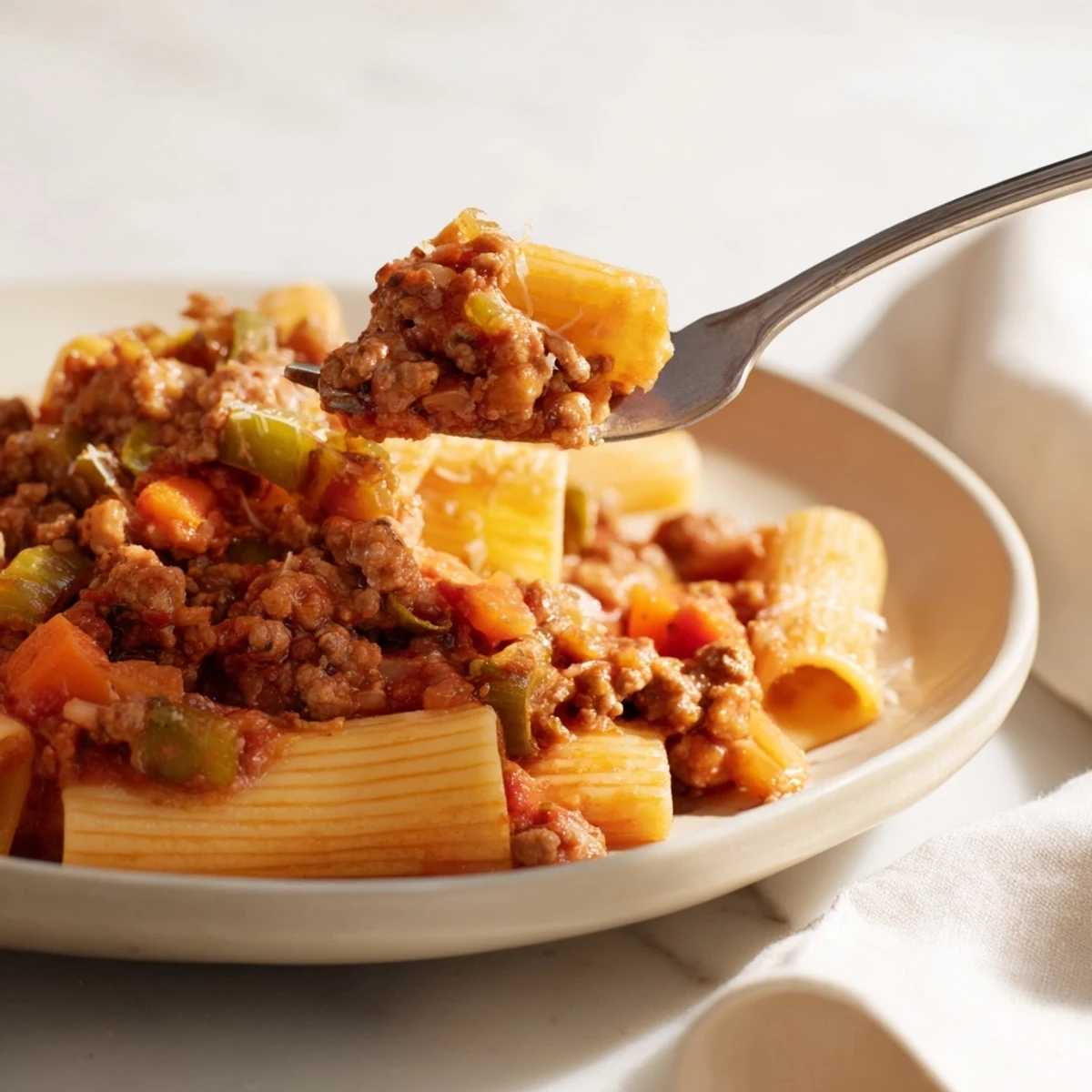 Classic Tuscan Ragu simmering gently in a pot, ready to be served over pasta or creamy polenta.