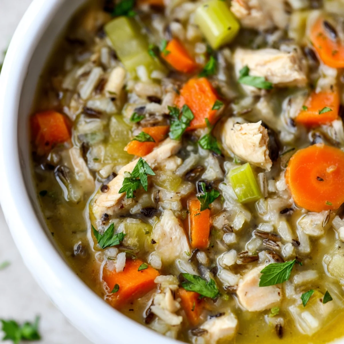Creamy Quick Chicken and Wild Rice Soup with tender chicken and fluffy wild rice, a warm, satisfying American classic.