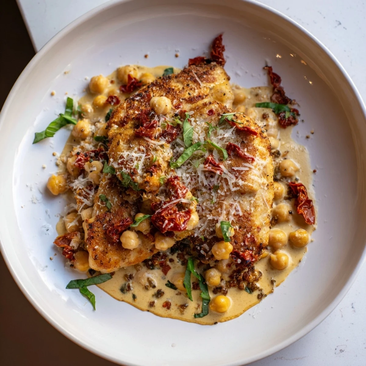 Golden chicken breasts and chickpeas swimming in a luscious sauce comprise this delicious Marry Me Chicken.