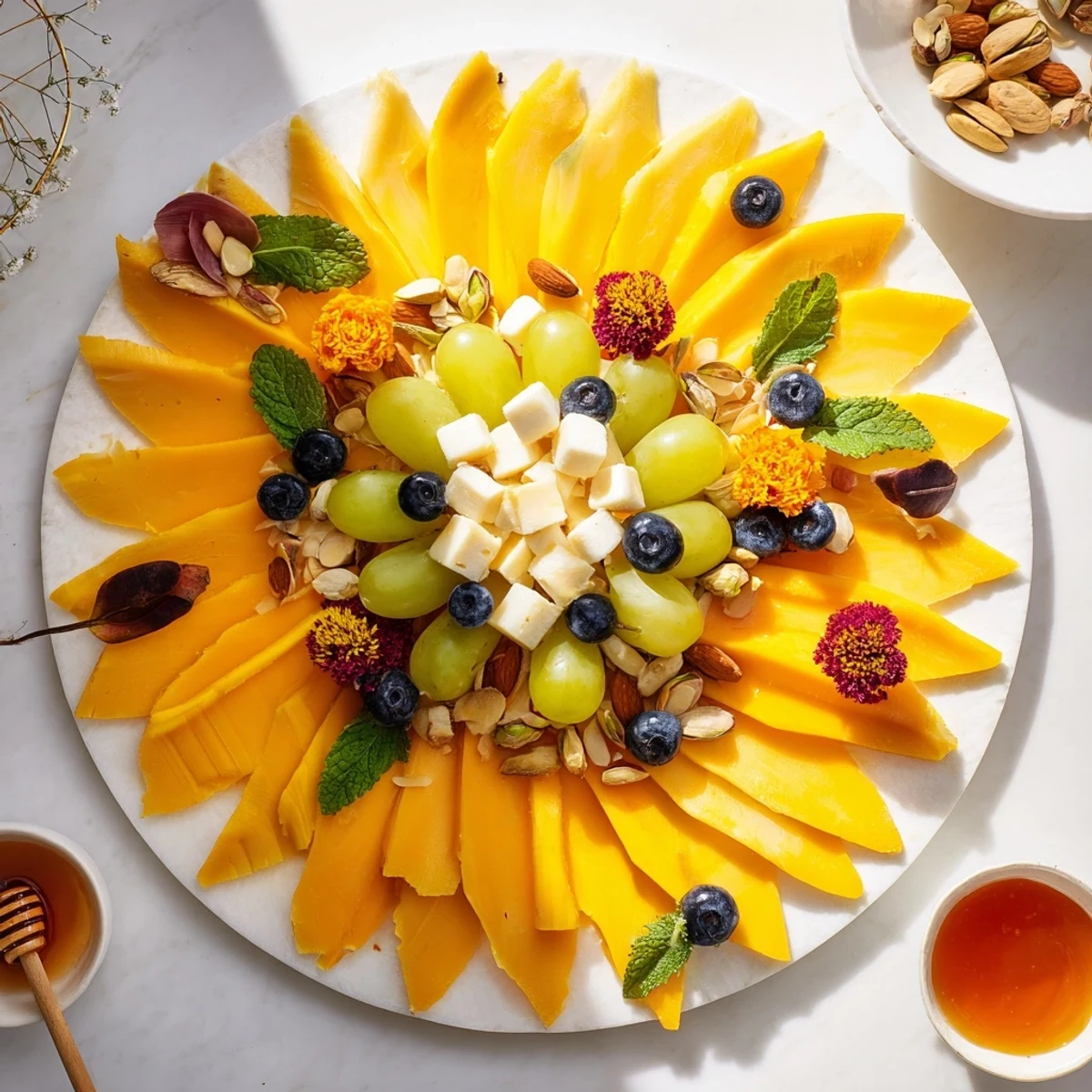 This springtime Daffodil Cheese Board presents a beautiful array of cheese, crackers, and glistening fruits to enjoy.