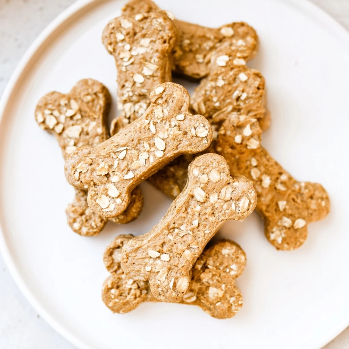 A pile of golden-brown Pawsitively Good Dog Bone Treats, ready to be enjoyed by your pup.