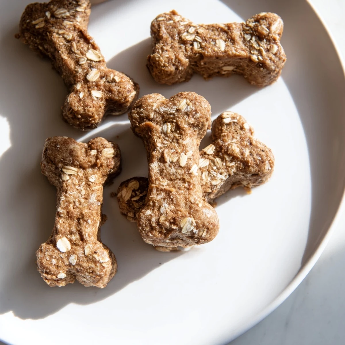 Freshly baked Pawsitively Good Dog Bone Treats with a slightly textured surface, perfect for a happy dog.