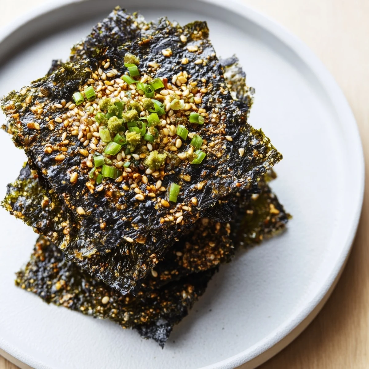 Close-up of baked Snacks de Vague Surf, a seaweed snack seasoned and perfect for the lunchbox.