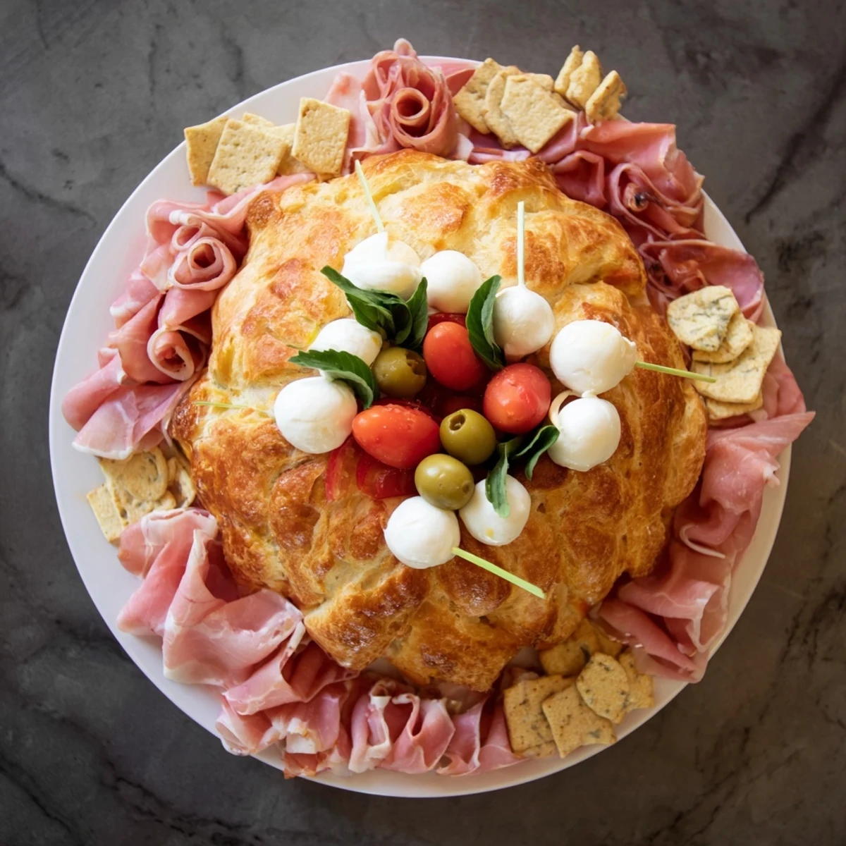 Freshly assembled Fractal Tree Branching Bread Platter ready for serving, with visually appealing fractal design on a platter.