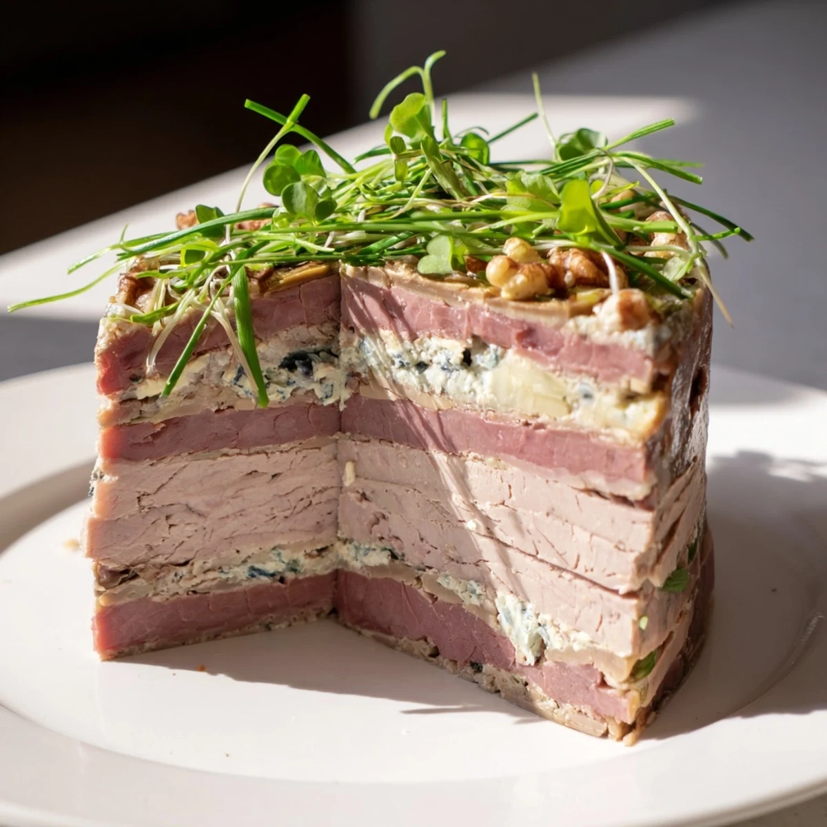 Imagine the stunning layers of the Grand Canyon Rim terrine with its vibrant, savory layers!