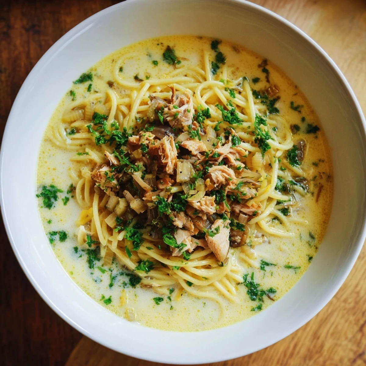 Steaming bowl of Chicken and Ditalini Flu Fighter Soup, full of tender chicken and veggies.