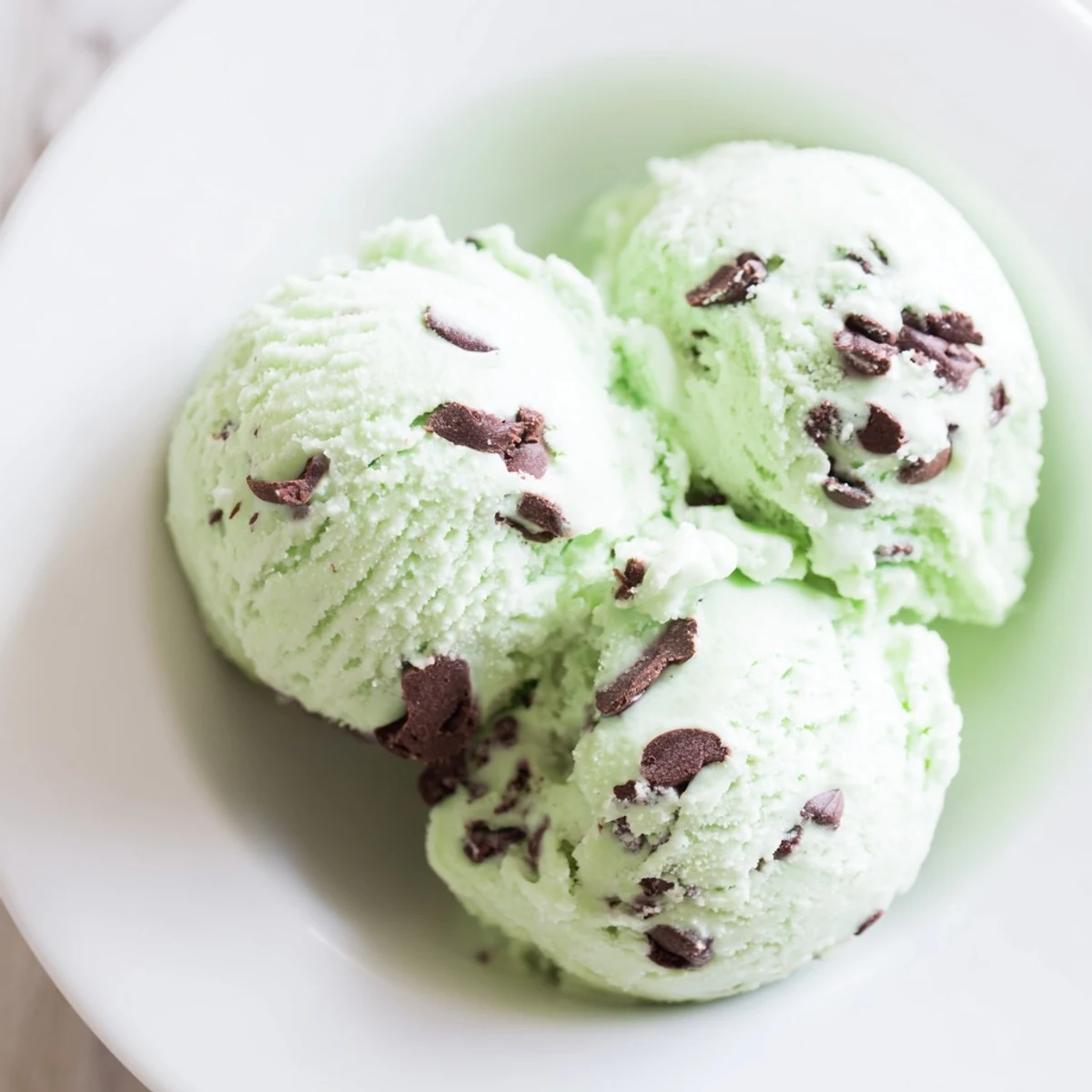 Homemade Mint Chocolate Chip Ice Cream, a vibrant green, promising refreshing, sweet, and cool delight.