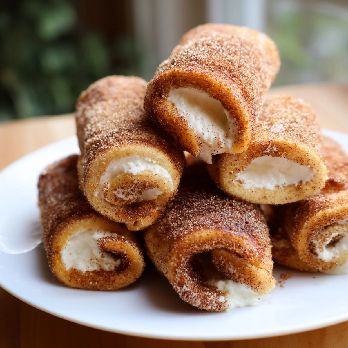 A stack of freshly made Easy French Toast Roll-Ups with a cream cheese filling, perfect for a quick snack.
