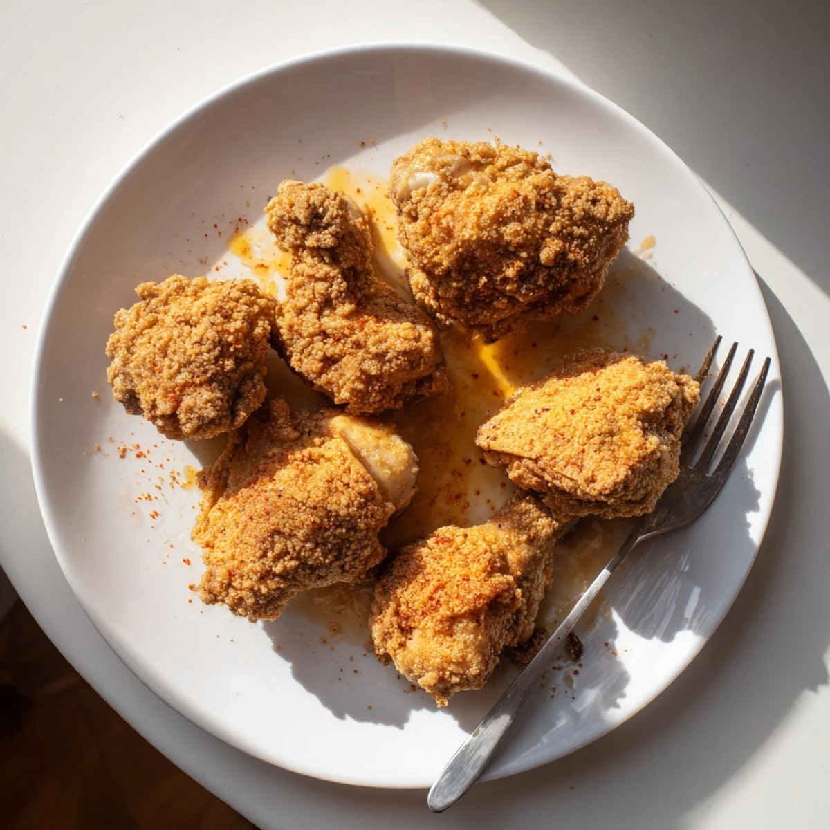 Homemade Hot Honey Butter Chicken with golden crust and a drizzle of spicy honey butter sauce.