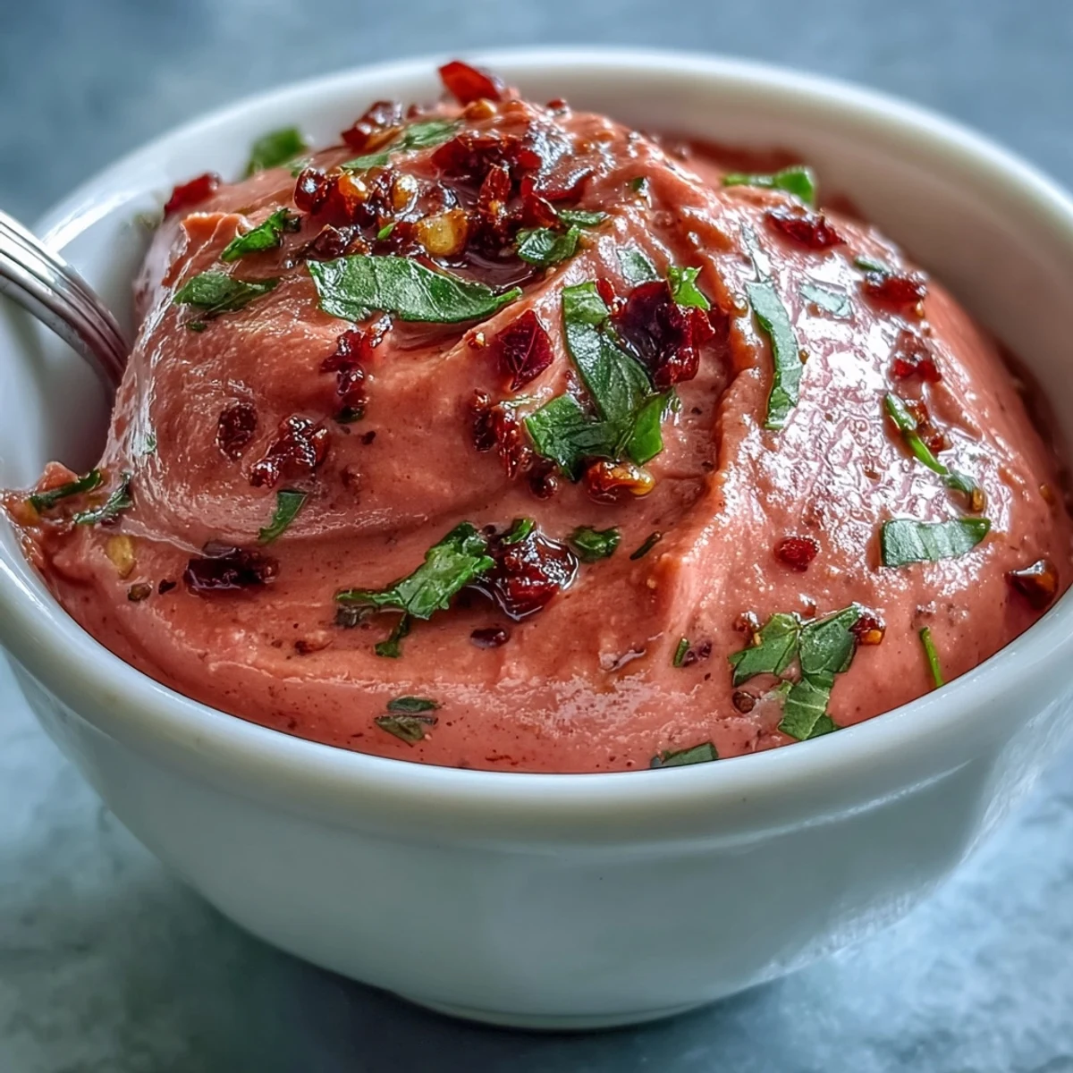 A bowl of homemade Guava Chutney, topped with golden mustard seeds and fresh curry leaves, served near crispy dosas.