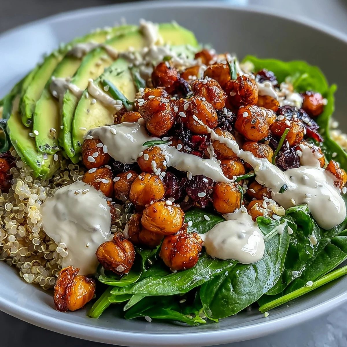Appetizing Anti-Inflammatory Glow Bowl with golden roasted sweet potatoes, sautéed chickpeas, and creamy tahini yogurt sauce served for a nutritious dinner.