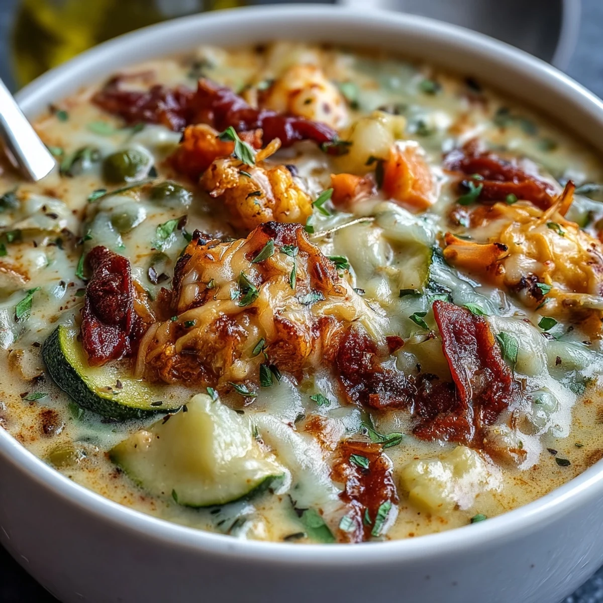 Creamy Garlic Parmesan Veggie Soup