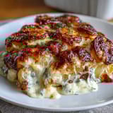 Creamy Au Gratin Potatoes with golden, bubbly Gruyère cheese and tender potato layers baked to perfection.