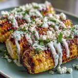 Creamy Mexican street corn with smoky grilled flavor, tangy lime sauce, and a sprinkle of cheese—perfect summer barbecue side.