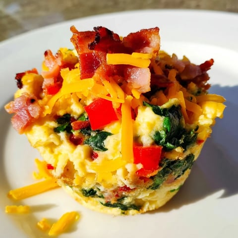Golden-brown One-Pot Breakfast Casserole Muffins, packed with cheese and savory vegetables, ready to eat.