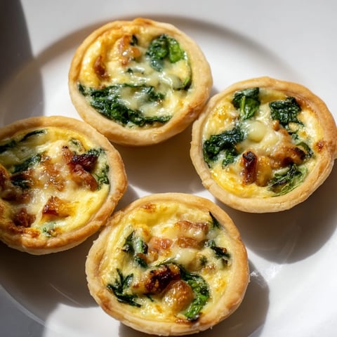 A vibrant food board displays a festive Mini Quiche Holiday Village with rosemary trees and decorative elements.