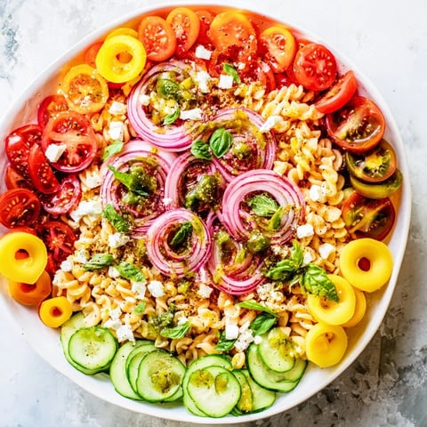 Concentric Rings of Flavor: a vibrant salad with sweet, savory, and spicy rings arranged artfully on a platter.