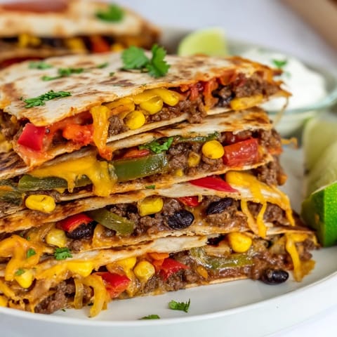 Delicious sheet pan quesadillas filled with seasoned beef and melted cheese for easy meals.  