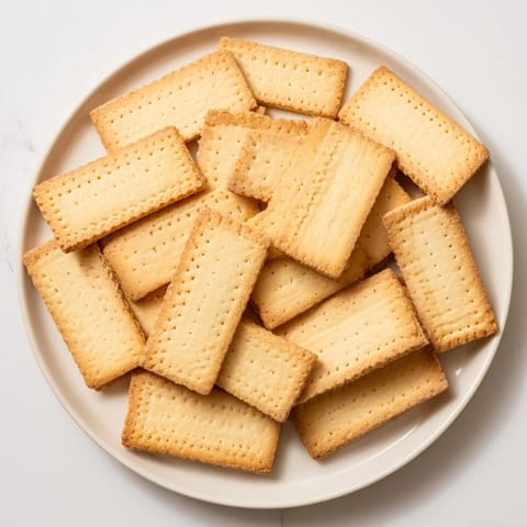 Close-up of freshly baked classic shortbread cookies with a delicate, buttery crumb texture.