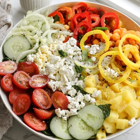 Vivid concentric rings of flavor in this stunning dish feature watermelon, feta, and spicy chickpeas.