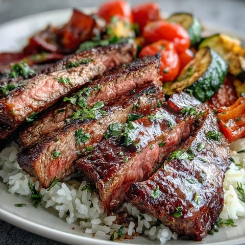 Herb-seasoned steak and caramelized vegetables roast on a single sheet pan for easy cleanup, creating a colorful and savory dinner bowl.