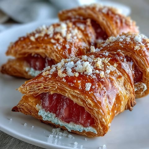 Freshly baked guava and cream cheese pastelitos with flaky, golden puff pastry and a sweet-tart guava filling.