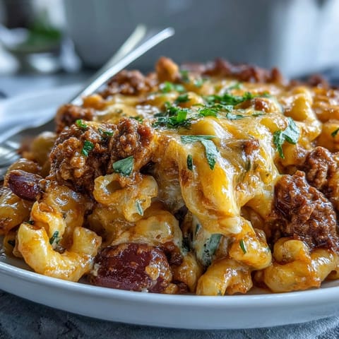 A close-up shows a spoonful of creamy Baked Ranch Turkey Chili Mac next to a side salad.