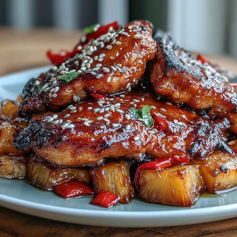 Sticky Honey Garlic Chicken Pineapple