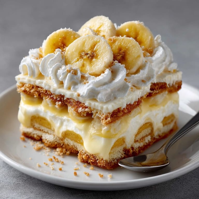 Old-fashioned Southern Banana Pudding layered in a glass bowl with luscious vanilla custard.