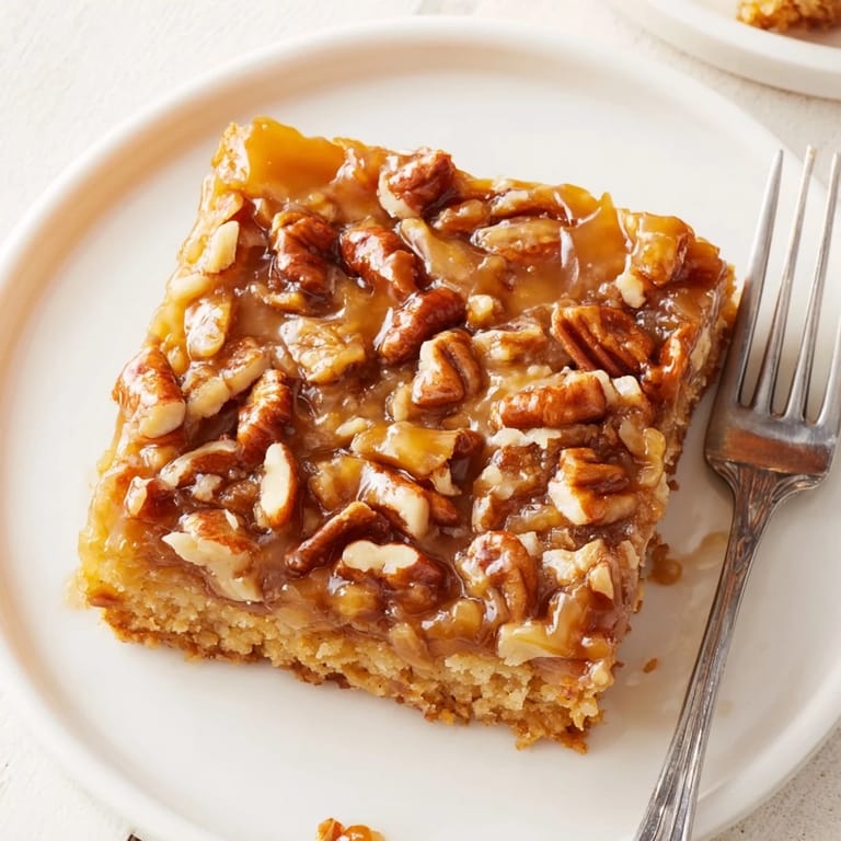 Freshly baked Caramel Pecan Cookie Sheet Cake with crunchy pecan topping, perfect for parties.  
