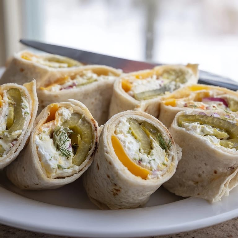 Savory pickle-in-a-blanket wraps, perfect for picnics or quick, tasty bites.