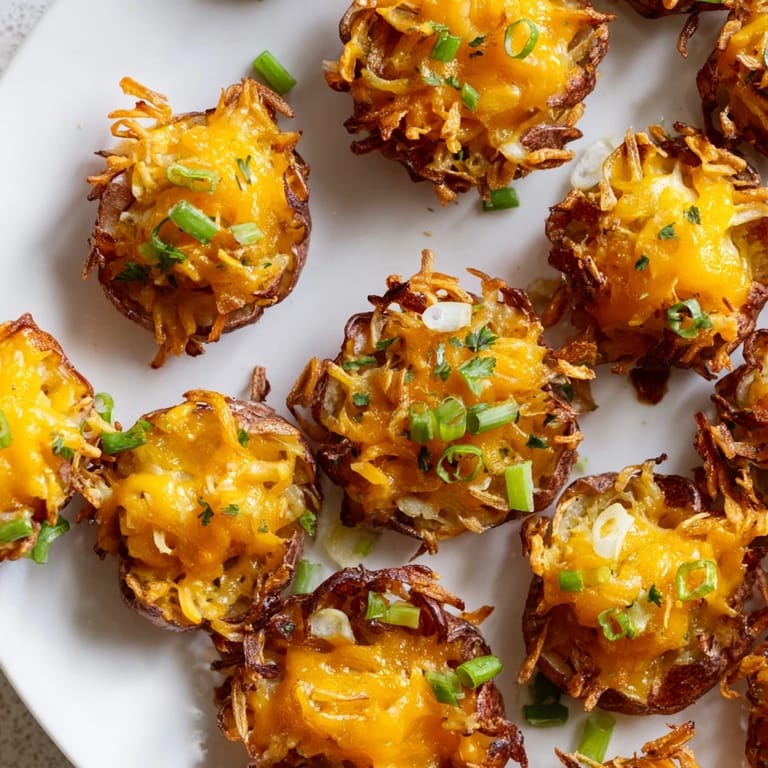 Deliciously crispy smashed green onion potato bombs, bursting with cheesy goodness.