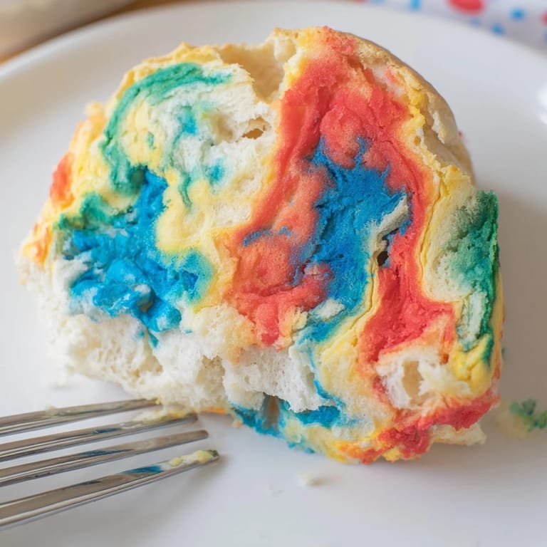 Colorful, airy cloud bread showcases a stunning rainbow, great for kids' parties.