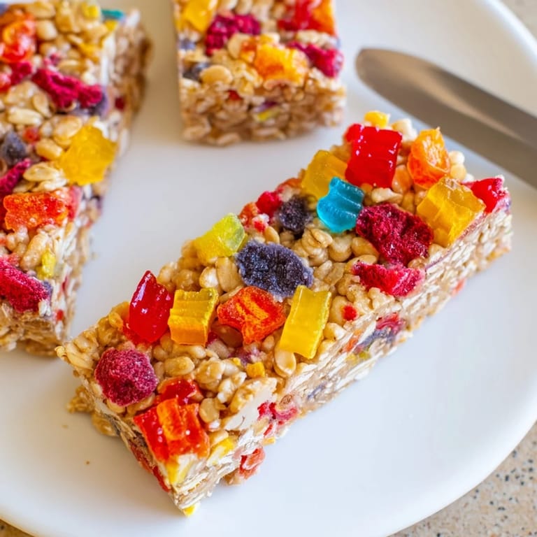 Homemade gummies and crunchy freeze-dried fruit create a delightful DIY snack bar experience.  