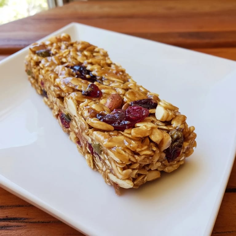 Easily made, hearty homemade Roasted Pumpkin Seed & Cranberry Granola Bars, ideal for on-the-go snacking.